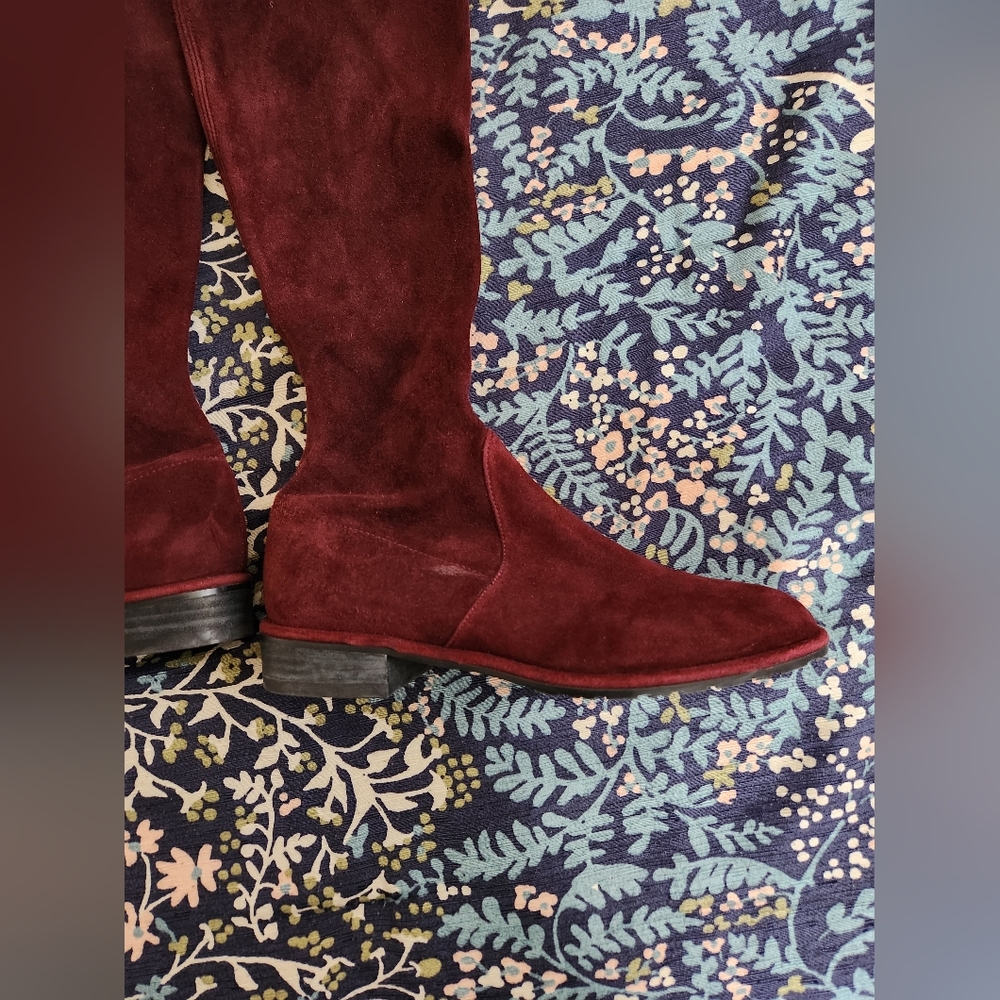 **Stuart Weitzman Suede Lowlands Burgundy Women's Size 4.5 - Picture 8 of 12